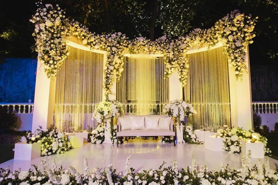 Elegant wedding setup with floral decorations